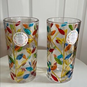 Italian Crystal Tall Drinking Glasses, SET OF 2